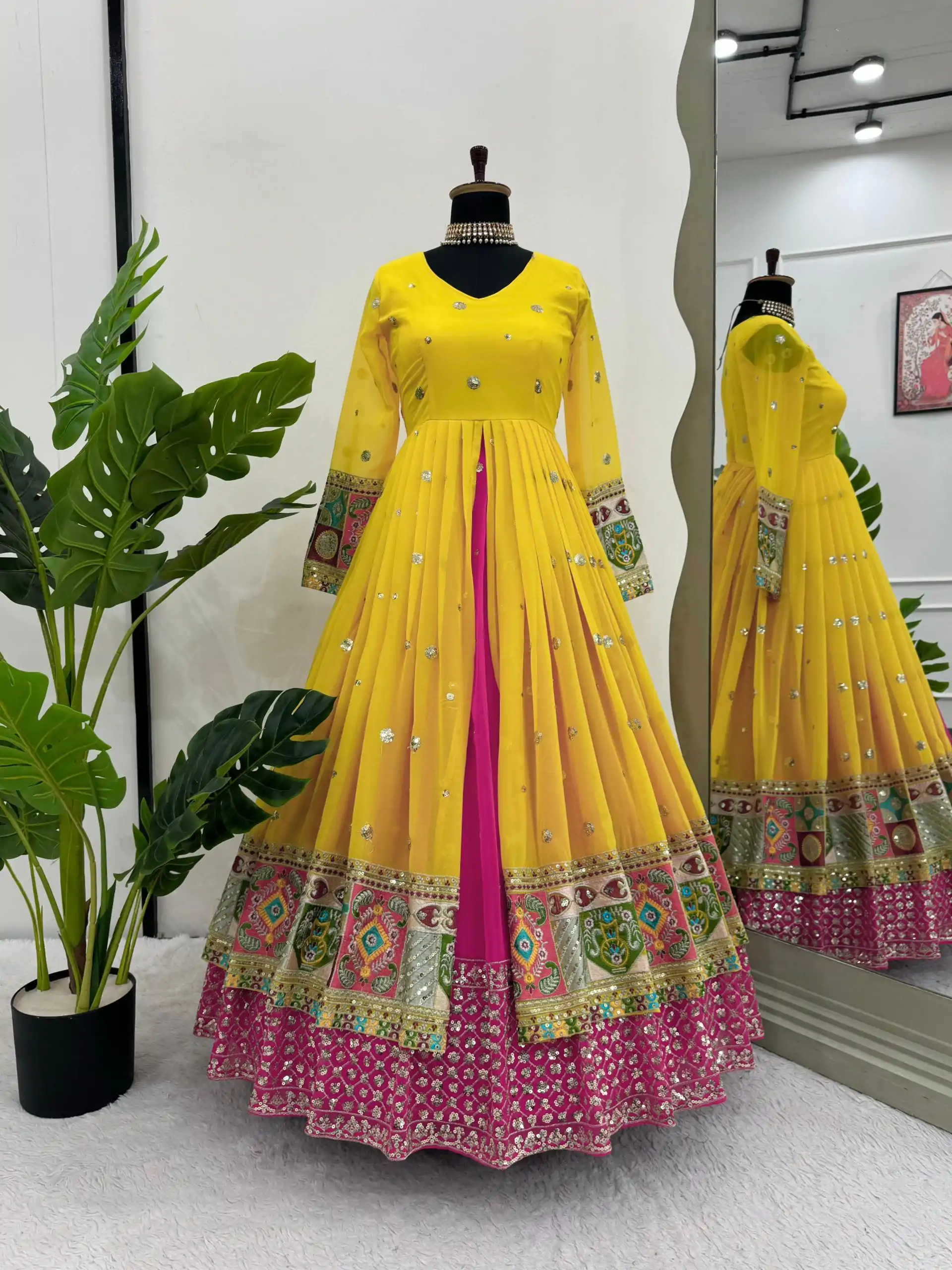 RTC 6453 Yellow Color Georgette Thread Sequence Lehenga Choli Wedding, Party, Festive, Events Etc. Expected Delivery 4-6 Working Days @2649/- | Lehenga, Bollywood Lehenga, Creative Lehenga, Designer Lehenga, Embroidered Lehenga, Party Wear Lehenga