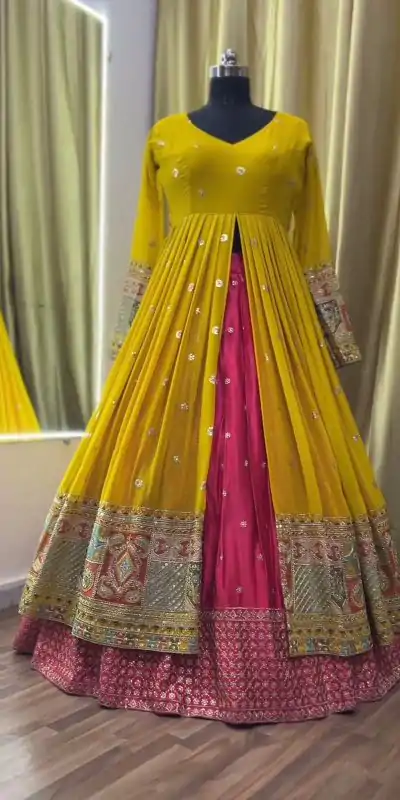 Peaceful Yellow Color Georgette Thread Sequence Lehenga Choli