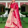 Super Red Color Dola Silk Shibori Print Zari Weaving Lehenga Choli