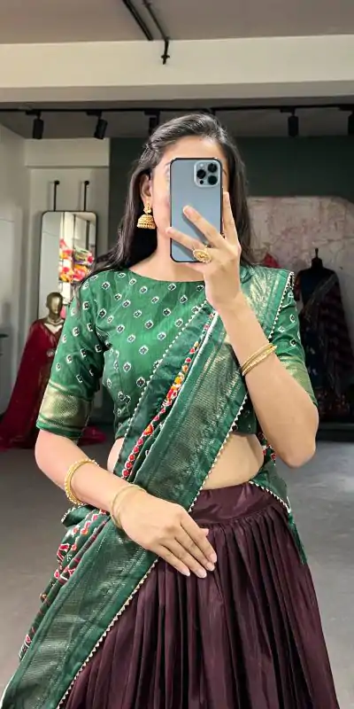 LNB 1623 Broun Color Fabulous Dola Silk Patola Print And Foil Work Lehenga Choli Wedding, Festive, Events Expected Delivery 4-6 Working Days@2199/- Only | Lehenga, Bollywood Lehenga, Creative Lehenga, Designer Lehenga, Embroidered Lehenga, Party Wear Lehenga