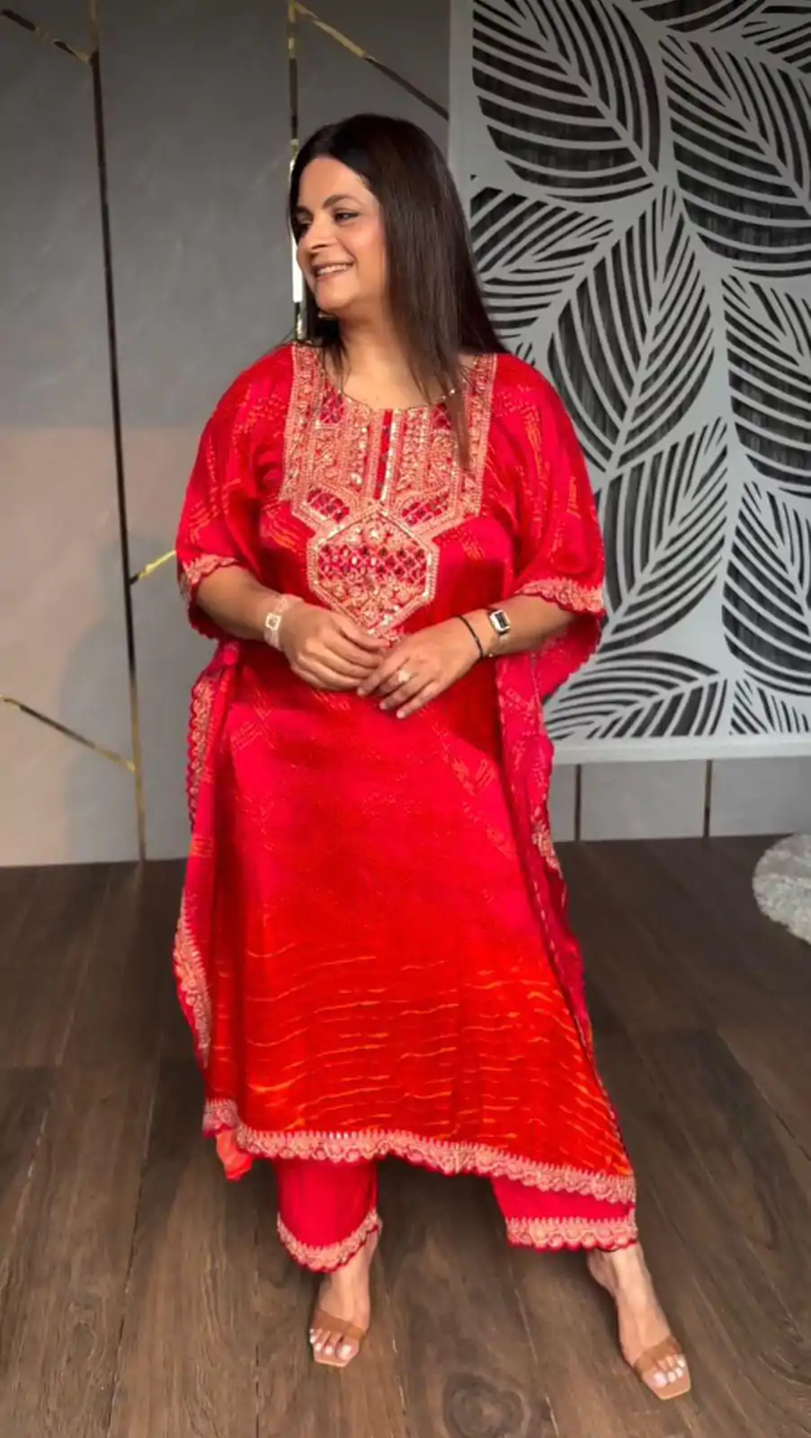 Fantastic Rani Pink Color Embroidered Chine Stich Work Real Mirror Kurti