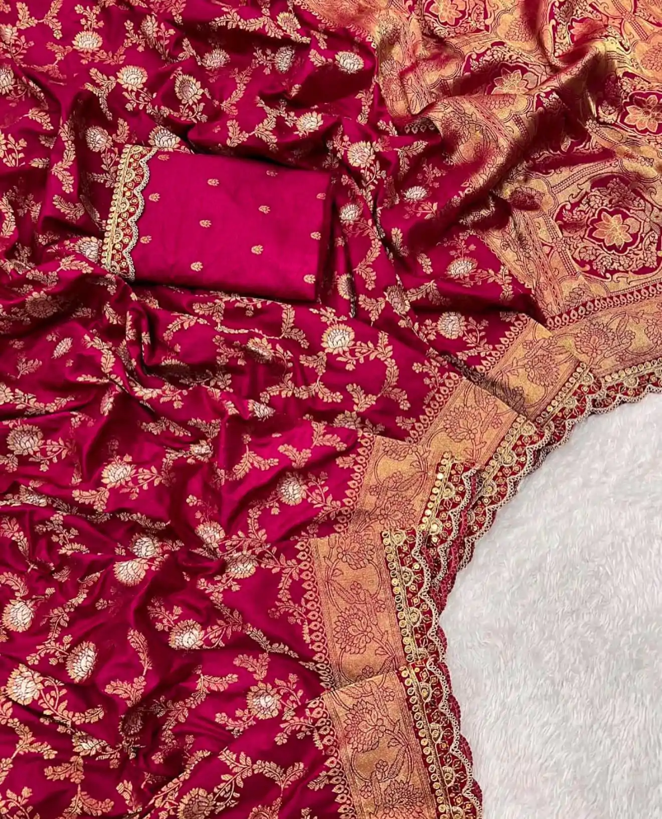 MS 469 Red color Jacquard Weaving With Embroidery Cording Lace Saree Casual, Wedding, Festive, Events . Expected Delivery  4-6 Working Days @1649/- only                                                                                                                                                                    | Sarees, Bollywood Sarees, Creative Sarees, Designer Sarees, Embroidered Sarees, Ethnic Saree, Modern Digital sarees, Party Wear Sarees