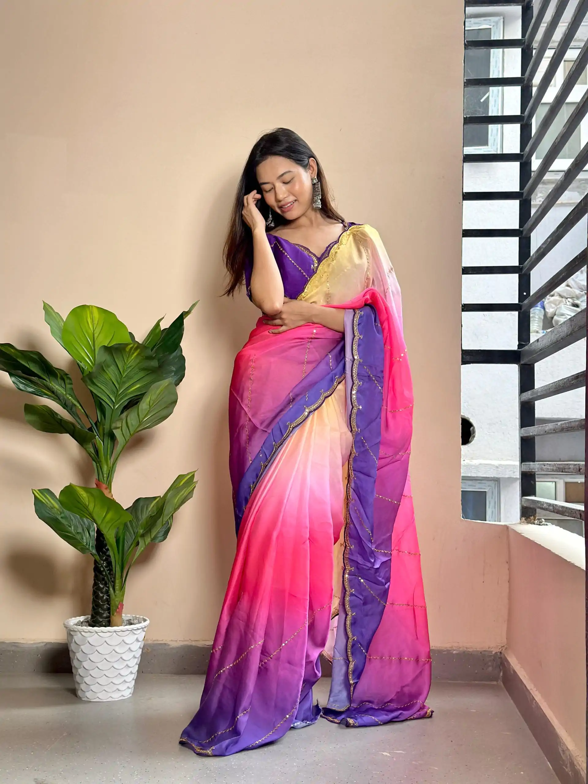 AC Satin Purple Color Soft Georgette Satin With Digital Print Embroidery Work Saree , Wedding, Festive, Events . Expected Delivery  4-6 Working Days @2299/- | Sarees, Bollywood Sarees, Creative Sarees, Designer Sarees, Embroidered Sarees, Ethnic Saree, Modern Digital sarees, Party Wear Sarees