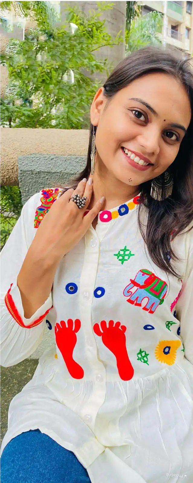 Beautiful White Color Cotton Flex and Rayo Embroidery Work Kurti