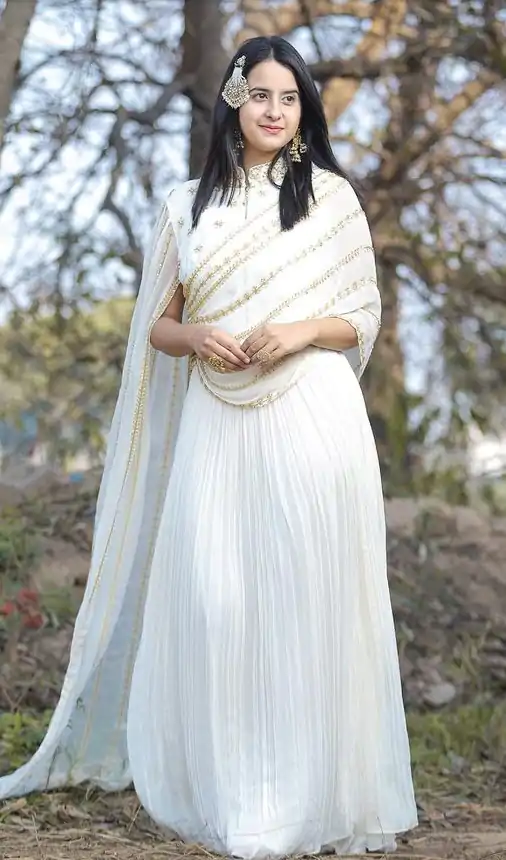 Exotic White Color Georgette Threadbare With Sequin Work Anarkali Gown