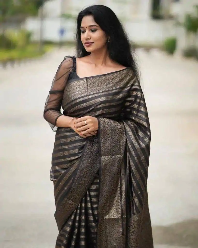 KP 5084 Black Color Soft Lichi Silk Jacquard Work On All Over Saree Casual, Wedding, Festive, Events . Expected Delivery 4-6 Working Days @1399/- only | Sarees, Bollywood Sarees, Creative Sarees, Designer Sarees, Embroidered Sarees, Ethnic Saree, Modern Digital sarees, Party Wear Sarees