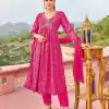 Fantastic Pink Color Rayon Alia Cut With Embroidery Work Kurti
