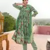 Fantastic Pista Green Color Rayon Alia Cut With Embroidery Work Kurti
