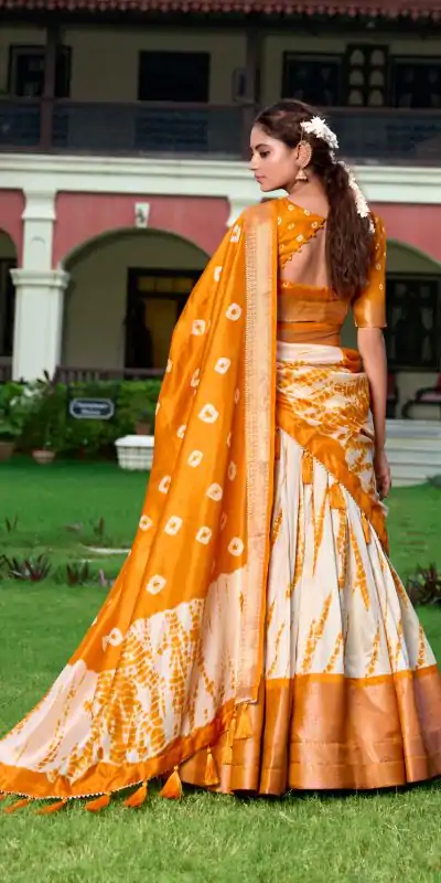 Fantastic Yellow Color Dola Silk Shikora Print Zari Border Lehenga Choli