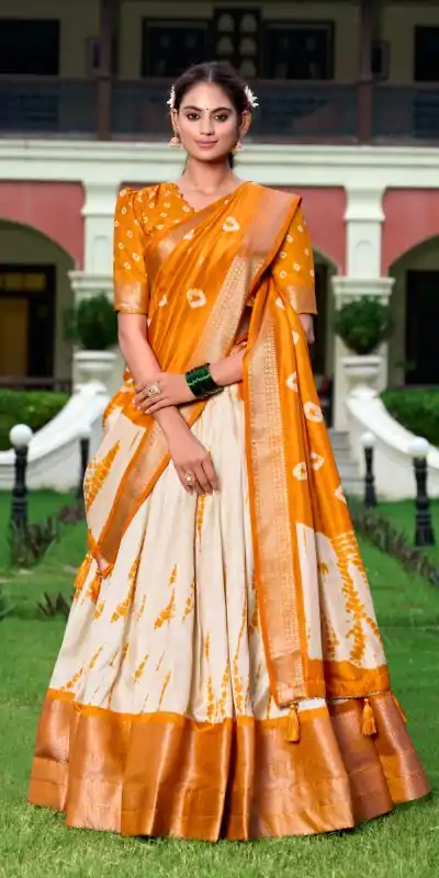 Fantastic Yellow Color Dola Silk Shikora Print Zari Border Lehenga Choli