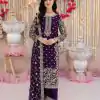 Violet Faux Georgette With Embroidery Sequence With Beads Work Salwar Suit