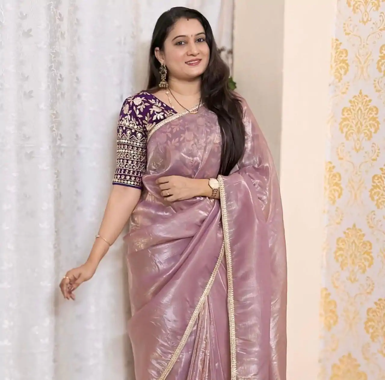 MS 467 Light Pink Color Pure Tissue Crush Silk Fabric With Fancy Lace Saree , Wedding, Festive, Events . Expected Delivery  4-6 Working Days @1699/- only | Sarees, Bollywood Sarees, Creative Sarees, Designer Sarees, Embroidered Sarees, Ethnic Saree, Modern Digital sarees, Party Wear Sarees