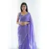 Purple Soft Lilan Cotton Pallu Jacquard Work Saree
