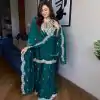 Magical Dark green Color Pure Chinnon Silk With Embroidery Sequence Work Salwar Suit