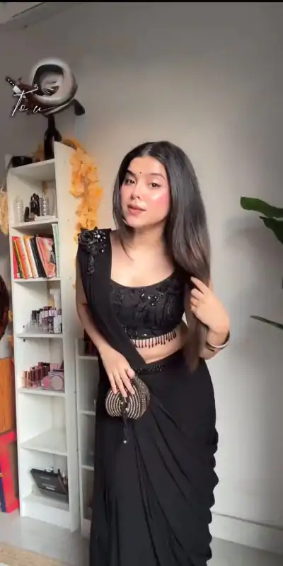 Shine Black Color Foix Georgette Sequence With Val Thread Fancy Lace Brooder Dhoti Suit