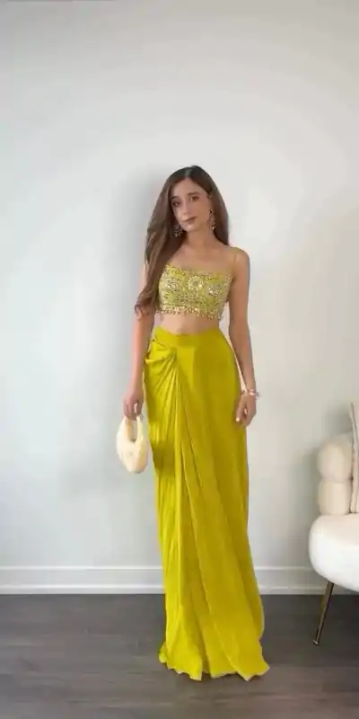 Shine Black Color Foix Georgette Sequence With Val Thread Fancy Lace Brooder Dhoti Suit