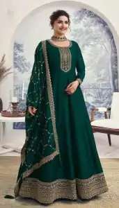 Splendorous Green Color Silk Georgette with Embroidery Work Anarkal Suit