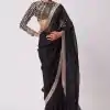 Black Rangoli Silk Heavy Coding Embroidery Lace In Border Saree