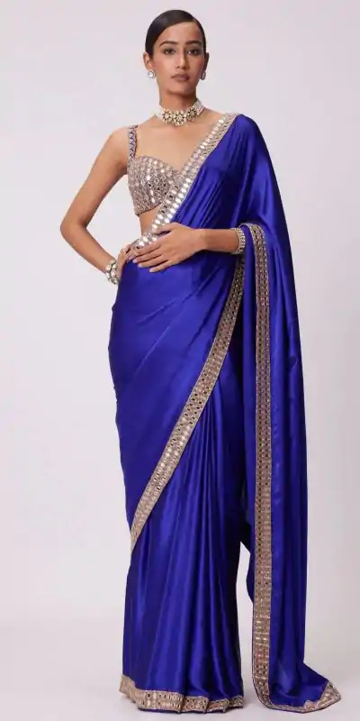 Stunning Royal Blue Color Rangoli Silk Heavy Coding Embroidery Lace In Border Saree