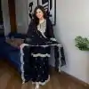 Superb Black Color Pure Chinnon Silk With Embroidery Coding Dori-Sequence Salwar Suit