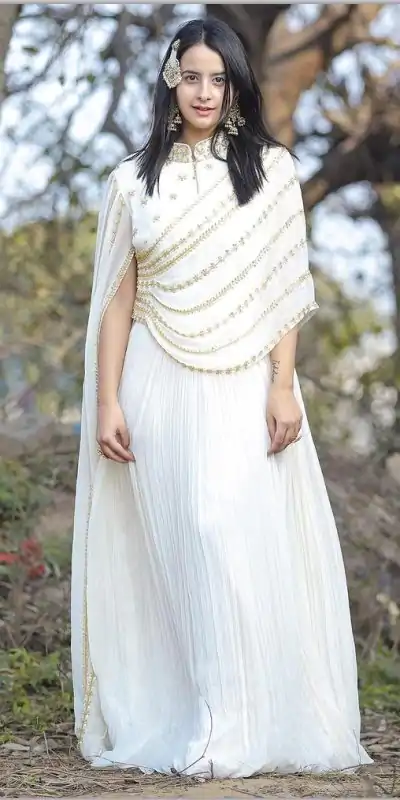 Exotic White Color Georgette Threadbare With Sequin Work Anarkali Gown