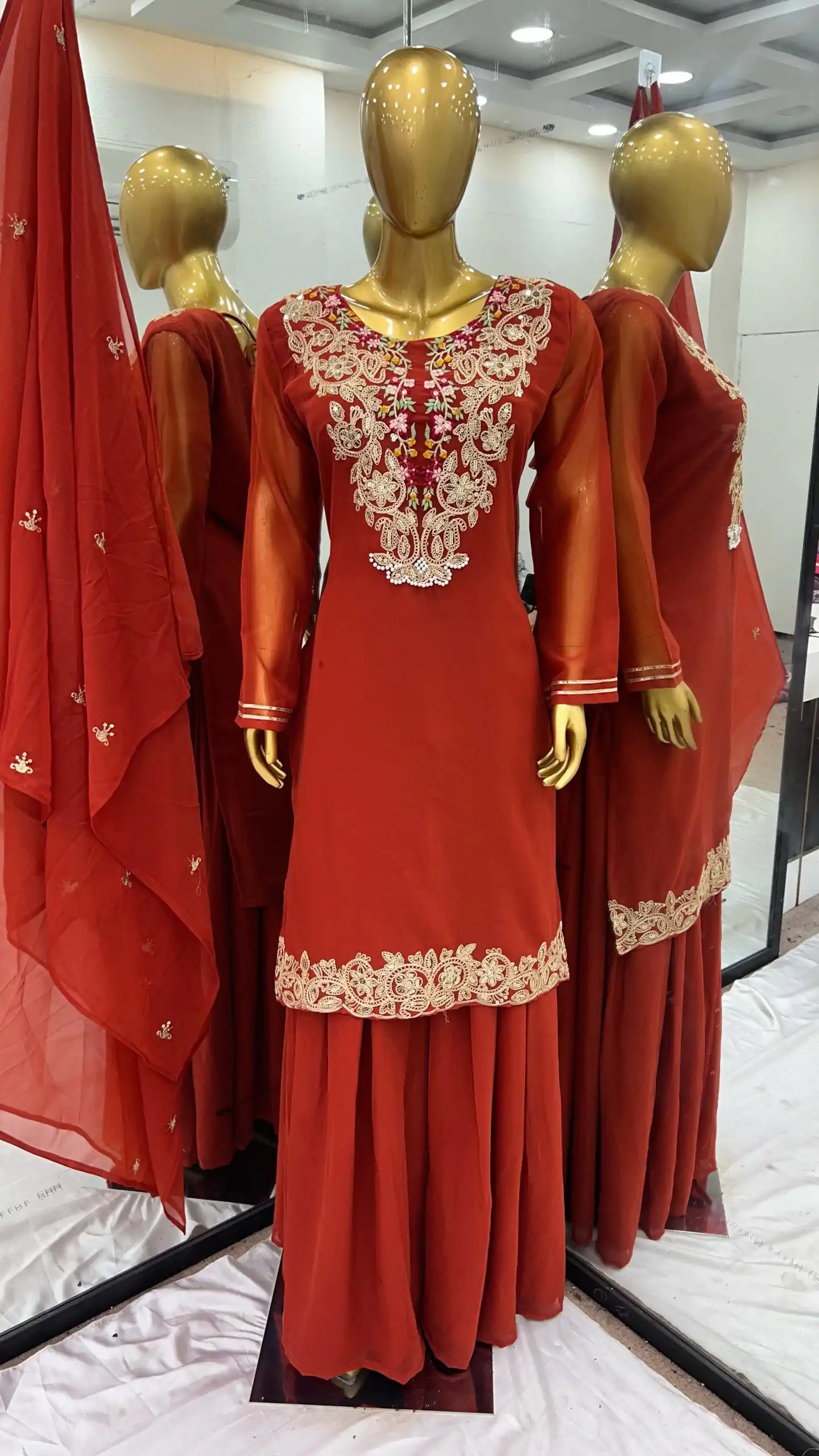 ZSR 3108 Orange Faux Georgette With 5mm Embroidery Sequence Work Salwar Suit Casual, Wedding, Party, Festive, Events Etc.4-6 Working Days@ 1899/-only | Jump Suits, Salwar suit, Casual Suits, Creative suits, Designer Suits, Palazzo Suits, Party Wear Suits, Patiala Suits, Straight Suits