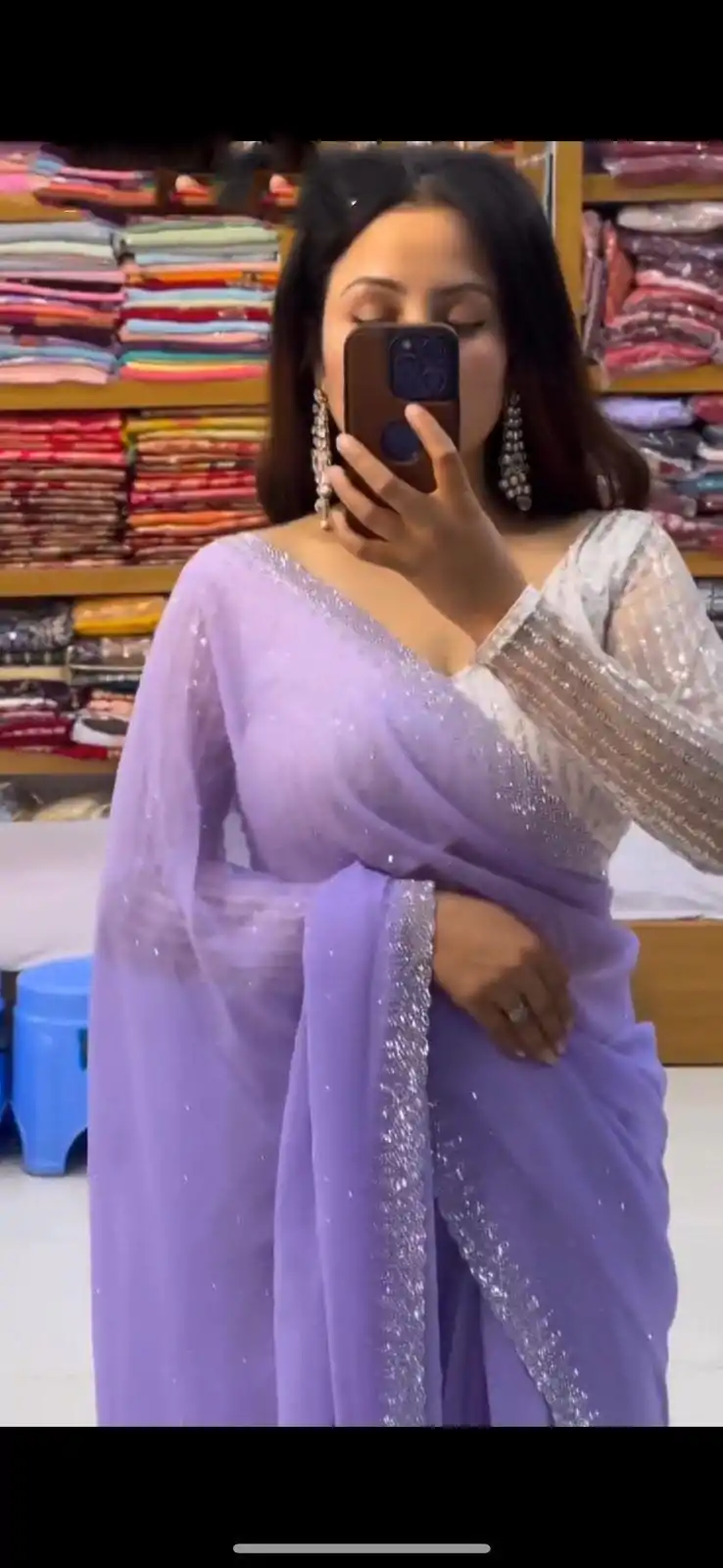 SC 218 Purple Color Georgette Hot Fix Stone Work Saree Casual, Wedding, Festive, Events . Expected Delivery  4-6 Working Days @1449/- only                                                                                                                                             | Sarees, Bollywood Sarees, Creative Sarees, Designer Sarees, Embroidered Sarees, Ethnic Saree, Modern Digital sarees, Party Wear Sarees