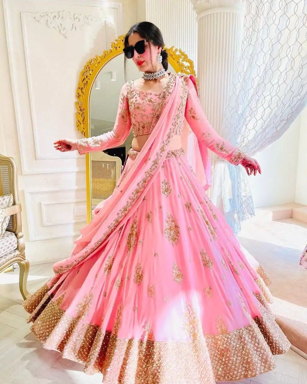 BD 1493 Light Pink Color Fox Georgette Embroidery Sequins Work Lehenga Choli Wedding, Party, Festive, Events Etc. Delivery 4-6 Working Days Rs 2049 | Lehenga, Bollywood Lehenga, Creative Lehenga, Designer Lehenga, Embroidered Lehenga, Party Wear Lehenga