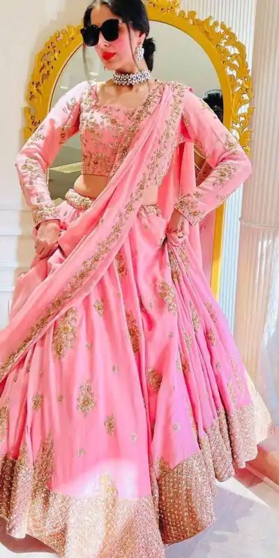 BD 1493 Light Pink Color Fox Georgette Embroidery Sequins Work Lehenga Choli Wedding, Party, Festive, Events Etc. Delivery 4-6 Working Days Rs 2049 | Lehenga, Bollywood Lehenga, Creative Lehenga, Designer Lehenga, Embroidered Lehenga, Party Wear Lehenga