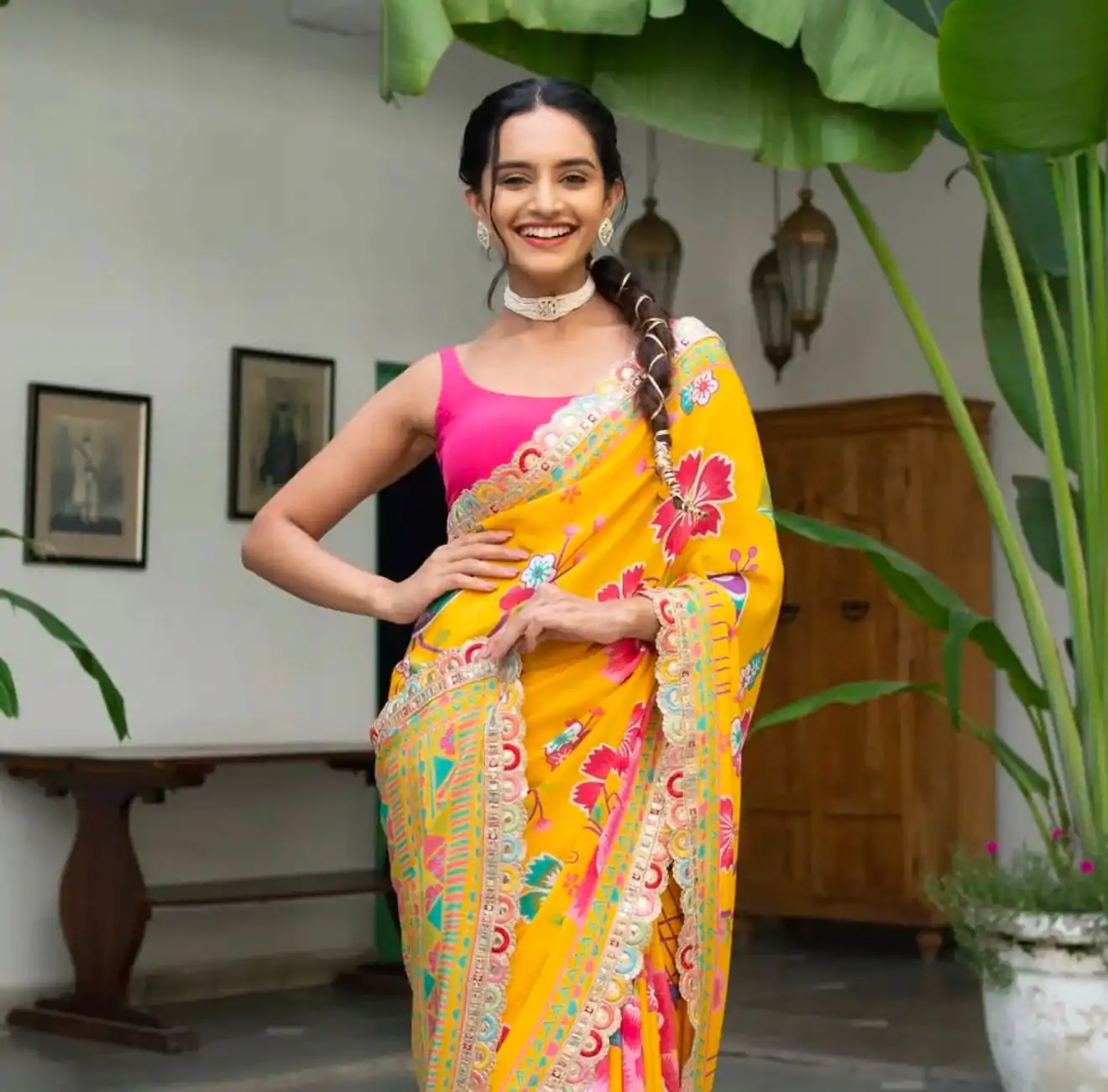 MS 472 Yellow color Chinon Printed Multicolored Embroidery Coding Sequins Lace Saree Wedding, Festive, Events . Expected Delivery  4-6 Working Days @1649/- | Sarees, Bollywood Sarees, Creative Sarees, Designer Sarees, Embroidered Sarees, Ethnic Saree, Modern Digital sarees, Party Wear Sarees