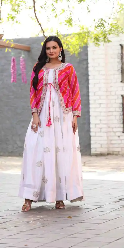 Ram 090 White Color Chinon Cording 3mm Sequence Embroidery Work Anarkali Gown Wedding Party, Festive, Events Etc.4-6 Working Days@1949/- only | Gowns, Bollywood Gowns, Creative Gowns, Designer Gowns, Embroidered Gowns, Party Wear Gowns, Straight Suits