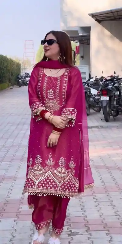KF 1676 Red Color Roman Shimmer Silk Embroidery Sequences Work Peral Moti Salwar Suit , Wedding, Party, Festive, Events Etc.4-6 Working Days@ 1949/-only | Jump Suits, Salwar suit, Casual Suits, Creative suits, Designer Suits, Palazzo Suits, Party Wear Suits, Patiala Suits, Straight Suits