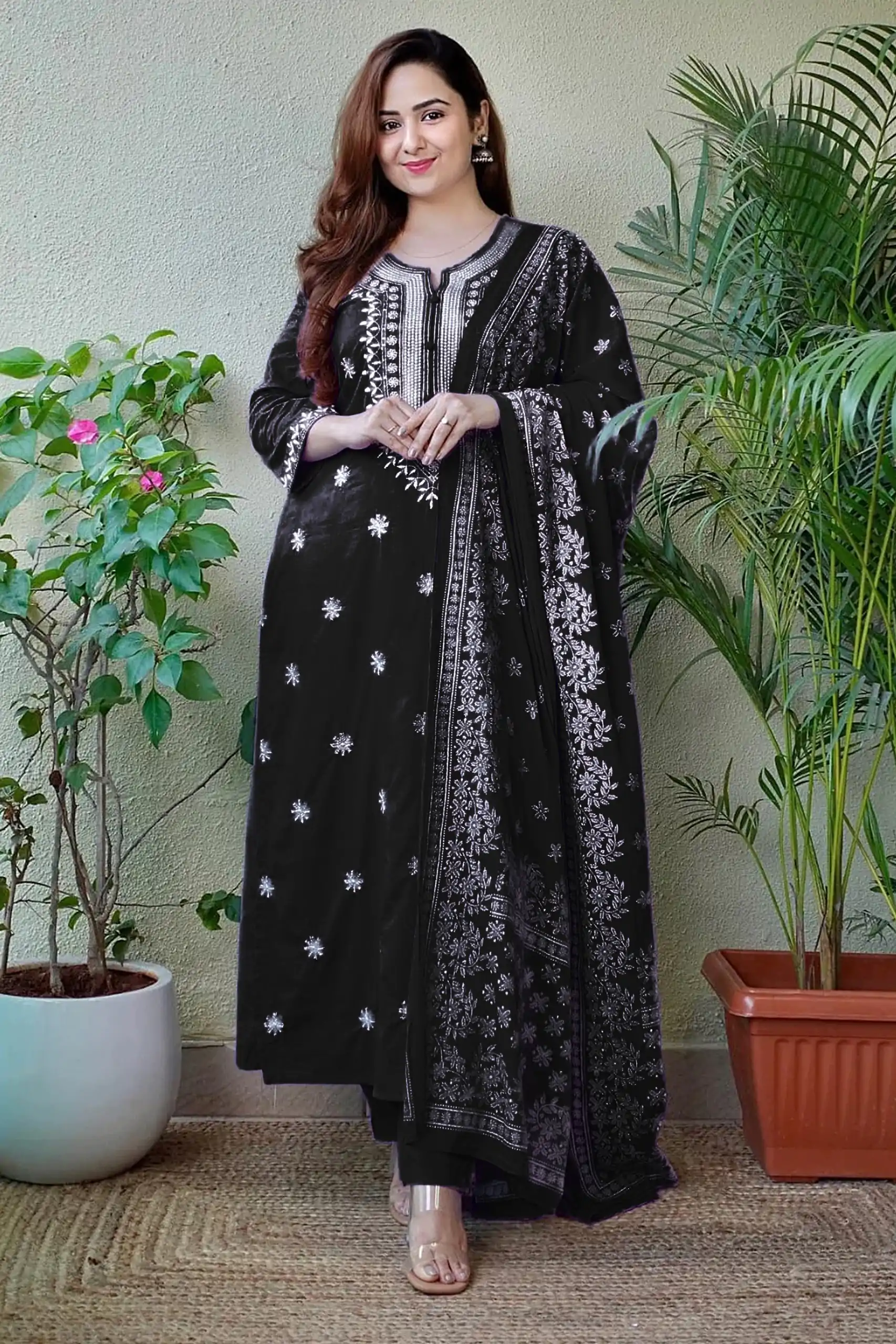 MF 1002 Black rayon cotton with embroidery work Salwar Suit  Casual, Wedding, Party, Festive, Events Etc.4-6 Working Days@ 1449/-only | Jump Suits, Salwar suit, Casual Suits, Creative suits, Designer Suits, Palazzo Suits, Party Wear Suits, Patiala Suits, Straight Suits
