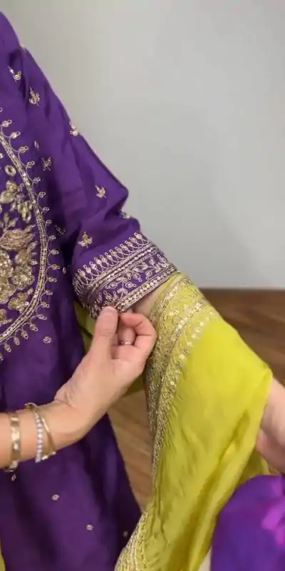 ZSR 3109 Purple Chinnon Silk With 5mm Embroidery Sequence Work Salwar Suit Casual, Wedding, Party, Festive, Events Etc.4-6 Working Days@ 1999/-only | Jump Suits, Salwar suit, Casual Suits, Creative suits, Designer Suits, Palazzo Suits, Party Wear Suits, Patiala Suits, Straight Suits