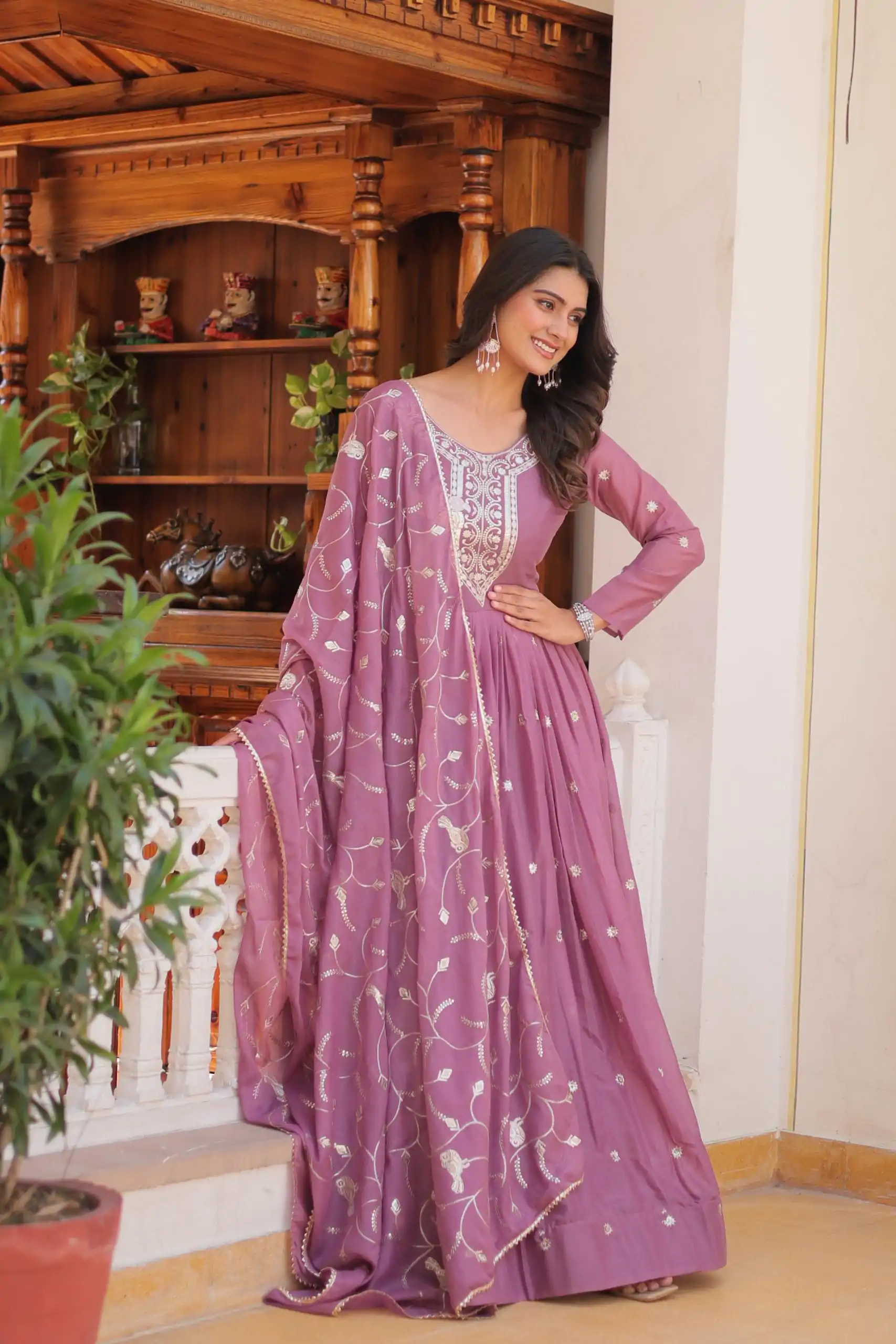 Ram 081 Light Purple Star Georgette Sequence Embroidery Work Anarkali Gown Wedding Party, Festive, Events Etc.4-6 Working Days@2149/- only | Gowns, Bollywood Gowns, Creative Gowns, Designer Gowns, Embroidered Gowns, Party Wear Gowns, Straight Suits
