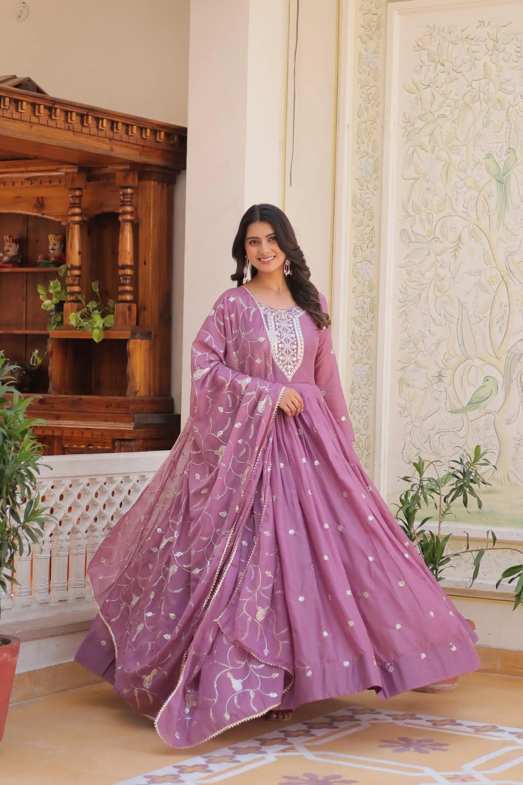 Ram 081 Light Purple Star Georgette Sequence Embroidery Work Anarkali Gown Wedding Party, Festive, Events Etc.4-6 Working Days@2149/- only | Gowns, Bollywood Gowns, Creative Gowns, Designer Gowns, Embroidered Gowns, Party Wear Gowns, Straight Suits