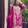 Pink Fox Georgette Sequence Embroidery Work Pari Lace Salwar Suit