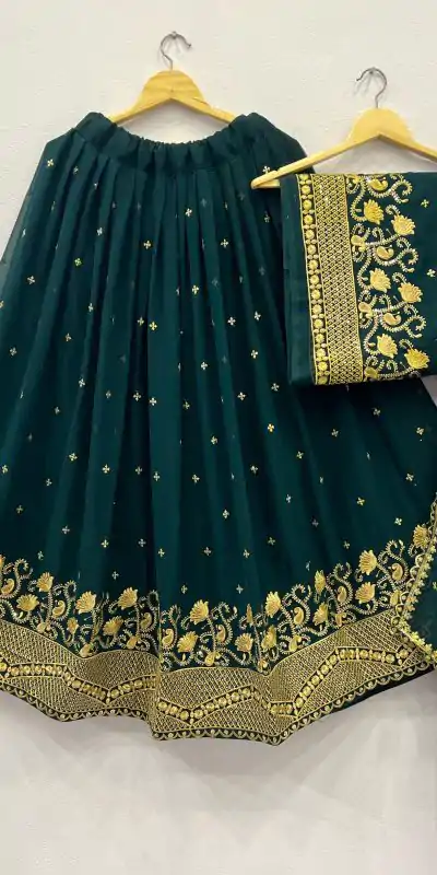 RC 269 Bottle Green Color Georgette Embroidery And Sequins Work Lehenga Choli Wedding, Party, Festive, Events Etc. Delivery 4-6 Working Days Rs 1999 | Lehenga, Bollywood Lehenga, Creative Lehenga, Designer Lehenga, Embroidered Lehenga, Party Wear Lehenga