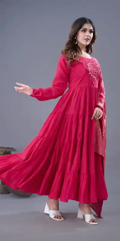 ZSR 3107 Pink Color Roman Silk With Embroidery Sequence Work Anarkali Gown Wedding Party, Festive, Events Etc.4-6 Working Days@1999/- only | Gowns, Bollywood Gowns, Creative Gowns, Designer Gowns, Embroidered Gowns, Party Wear Gowns, Straight Suits