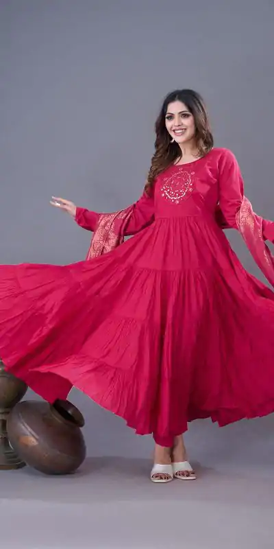 ZSR 3107 Pink Color Roman Silk With Embroidery Sequence Work Anarkali Gown Wedding Party, Festive, Events Etc.4-6 Working Days@1999/- only | Gowns, Bollywood Gowns, Creative Gowns, Designer Gowns, Embroidered Gowns, Party Wear Gowns, Straight Suits