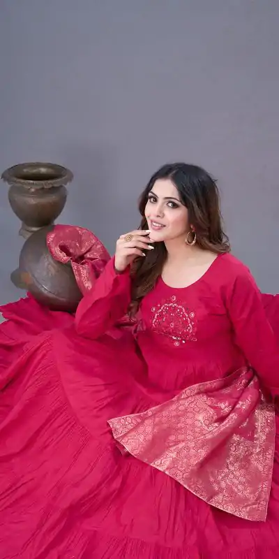 ZSR 3107 Pink Color Roman Silk With Embroidery Sequence Work Anarkali Gown Wedding Party, Festive, Events Etc.4-6 Working Days@1999/- only | Gowns, Bollywood Gowns, Creative Gowns, Designer Gowns, Embroidered Gowns, Party Wear Gowns, Straight Suits