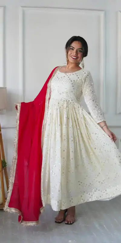 VLM 253 White Color Fox Georgette With Heavy Embroidery Work Salwar Suit Casual, Wedding, Party, Festive, Events Etc.4-6 Working Days@ 1949/-only | Jump Suits, Salwar suit, Casual Suits, Creative suits, Designer Suits, Palazzo Suits, Party Wear Suits, Patiala Suits, Straight Suits