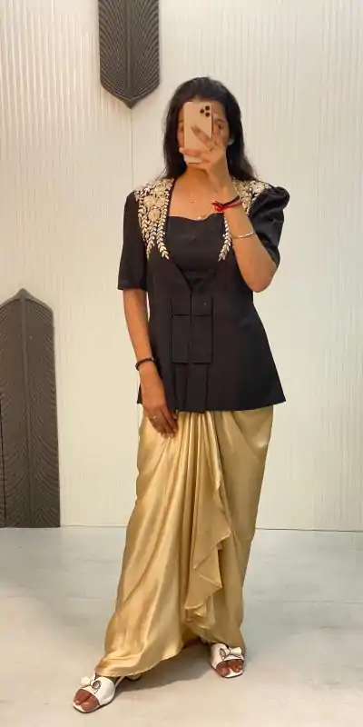  LG1899 Black & Cream Color French Crape With Sequence Embroidery Dhoti Suit Casual, Wedding, Party, Festive, Events Etc.4-6 Working Days@ 2049/-only | Jump Suits, Salwar suit, Casual Suits, Creative suits, Designer Suits, Palazzo Suits, Party Wear Suits, Patiala Suits, Straight Suits