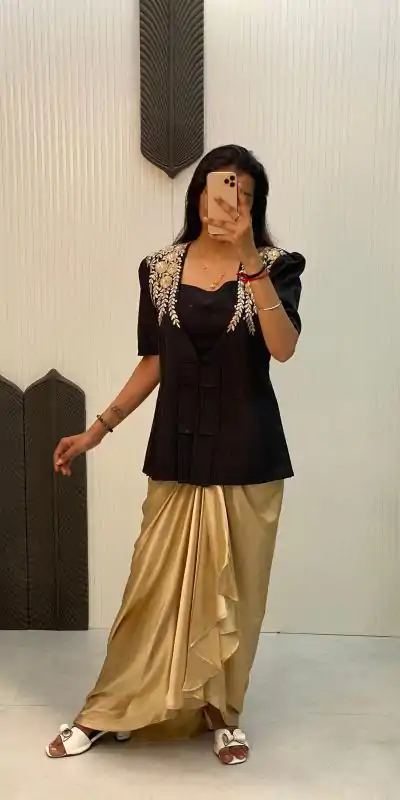  LG1899 Black & Cream Color French Crape With Sequence Embroidery Dhoti Suit Casual, Wedding, Party, Festive, Events Etc.4-6 Working Days@ 2049/-only | Jump Suits, Salwar suit, Casual Suits, Creative suits, Designer Suits, Palazzo Suits, Party Wear Suits, Patiala Suits, Straight Suits