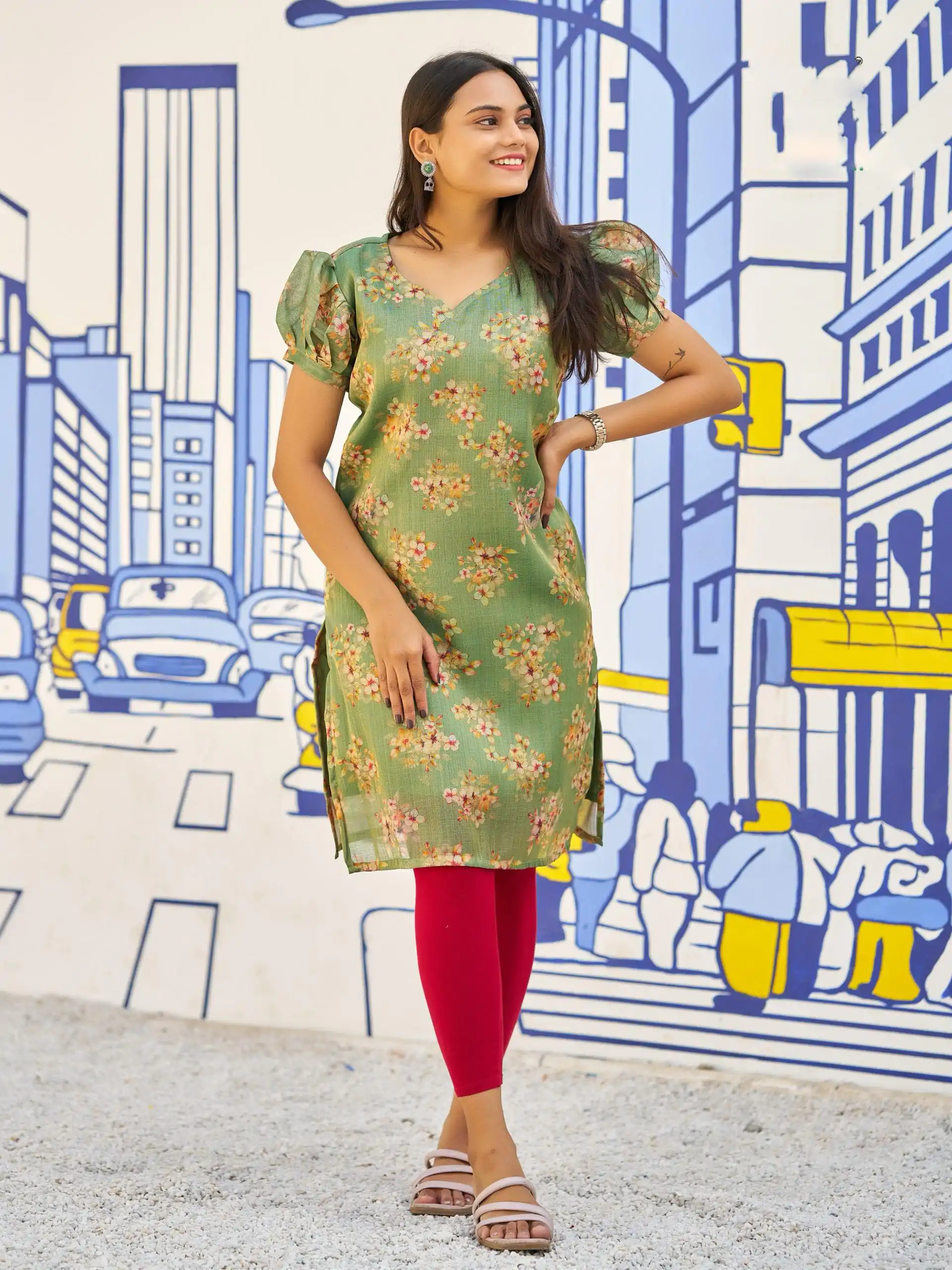 Pista Simmer Silk Office Wear Printed Kurti