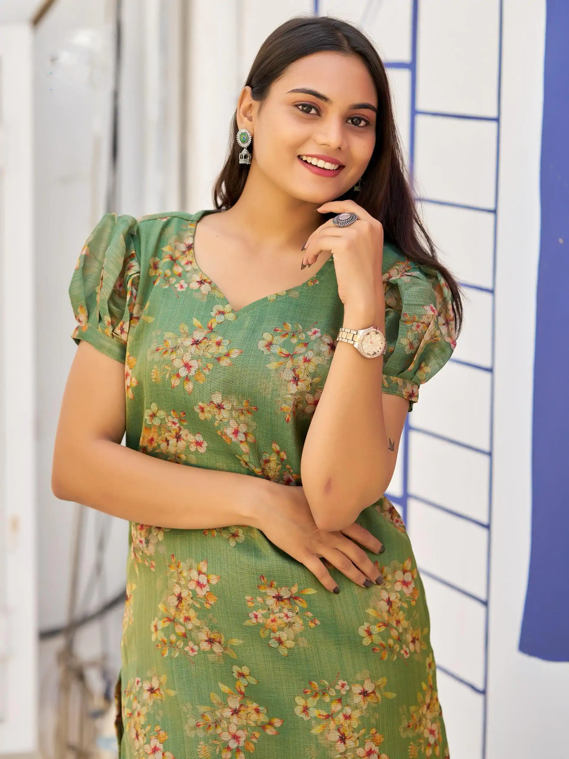 Pista Simmer Silk Office Wear Printed Kurti - Image 2