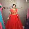 Red Fox Georgette Embroidery Thread Hand Pasting Real Mirror Lehenga Choli