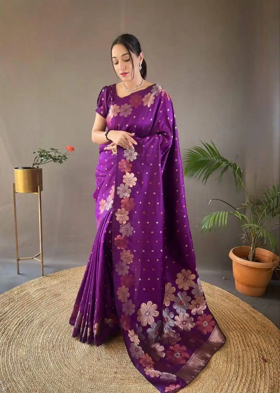 MS 482 Violet Color Soft Litchi Silk Kubera Pattu Saree Casual, Wedding, Festive, Events . Expected Delivery  4-6 Working Days @1249/- only                                                                                                                                           | Sarees, Bollywood Sarees, Creative Sarees, Designer Sarees, Embroidered Sarees, Ethnic Saree, Modern Digital sarees, Party Wear Sarees