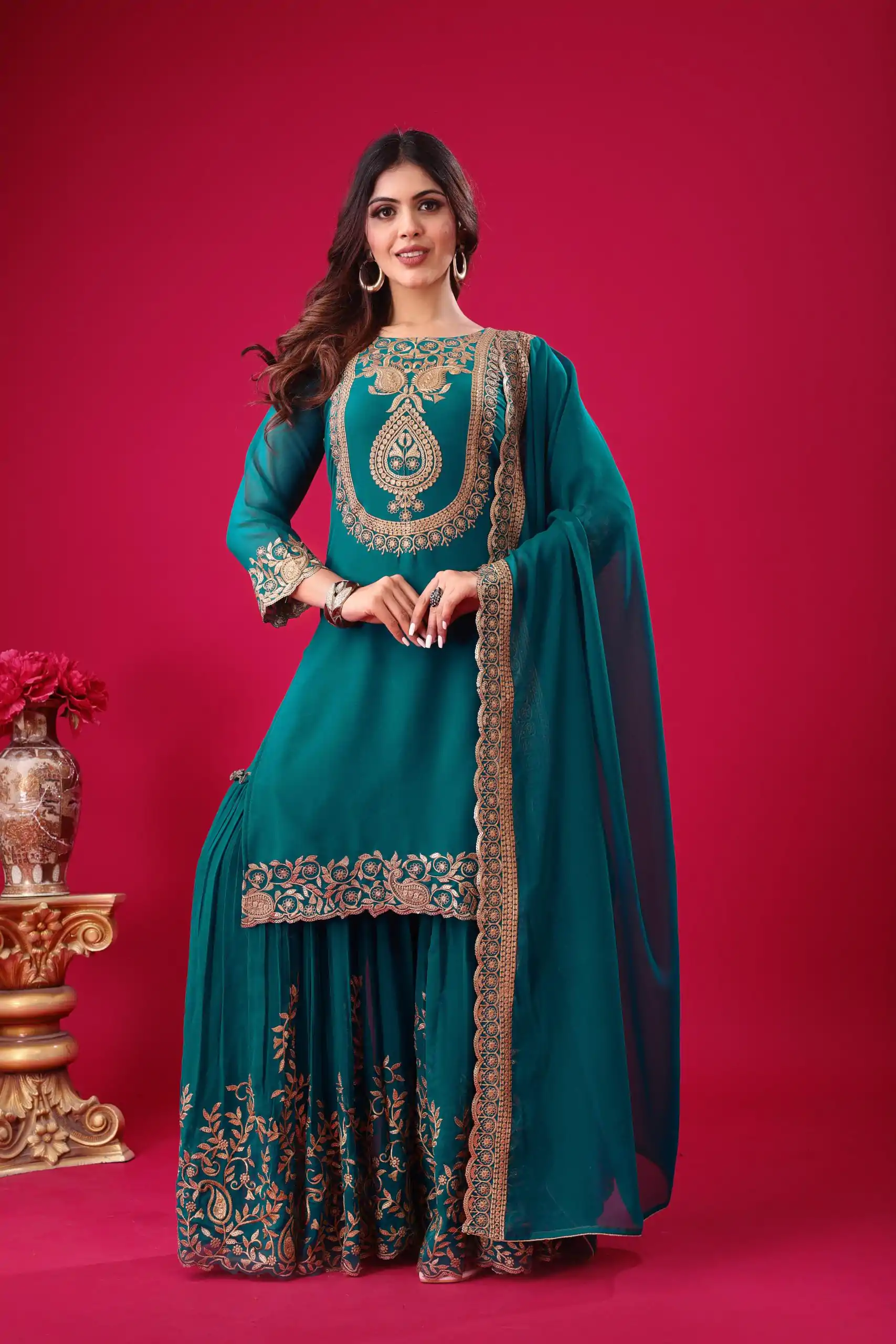 SRK 5242 Blue Faux Georgette Embroidery Sequence Work Salwar Suit  Casual, Wedding, Party, Festive, Events Etc.4-6 Working Days@ 2099/-only | Jump Suits, Salwar suit, Casual Suits, Creative suits, Designer Suits, Palazzo Suits, Party Wear Suits, Patiala Suits, Straight Suits