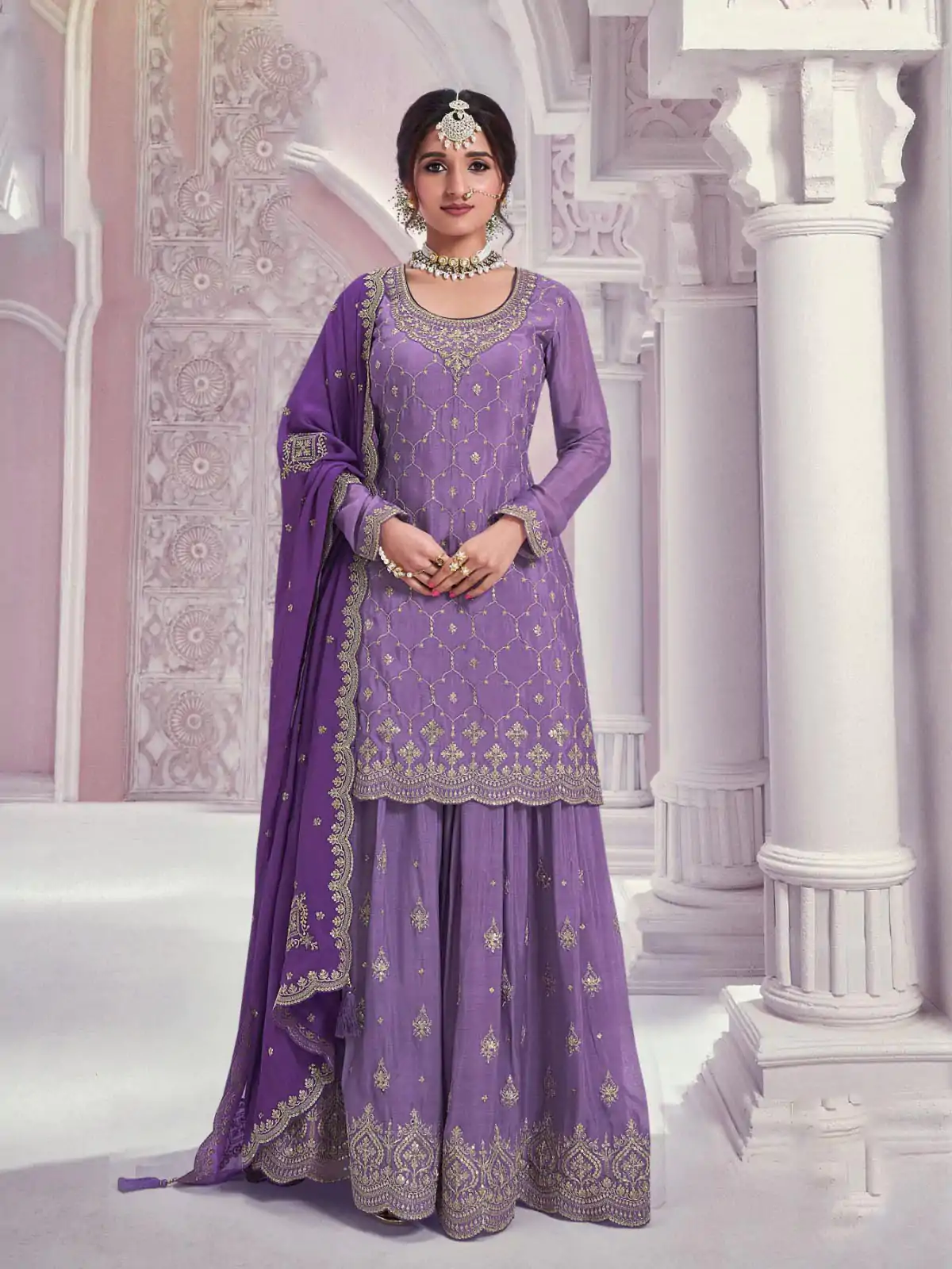 FC 69541 Violet Color Chinon Multi Coding Work Salwar Suit Casual, Wedding, Party, Festive, Events Etc.4-6 Working Days@ 2749/-only | Jump Suits, Salwar suit, Casual Suits, Creative suits, Designer Suits, Palazzo Suits, Party Wear Suits, Patiala Suits, Straight Suits